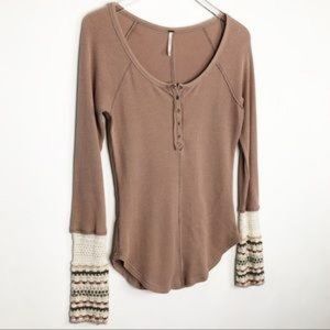 Free people "newbie" ski lodge cuff thermal top